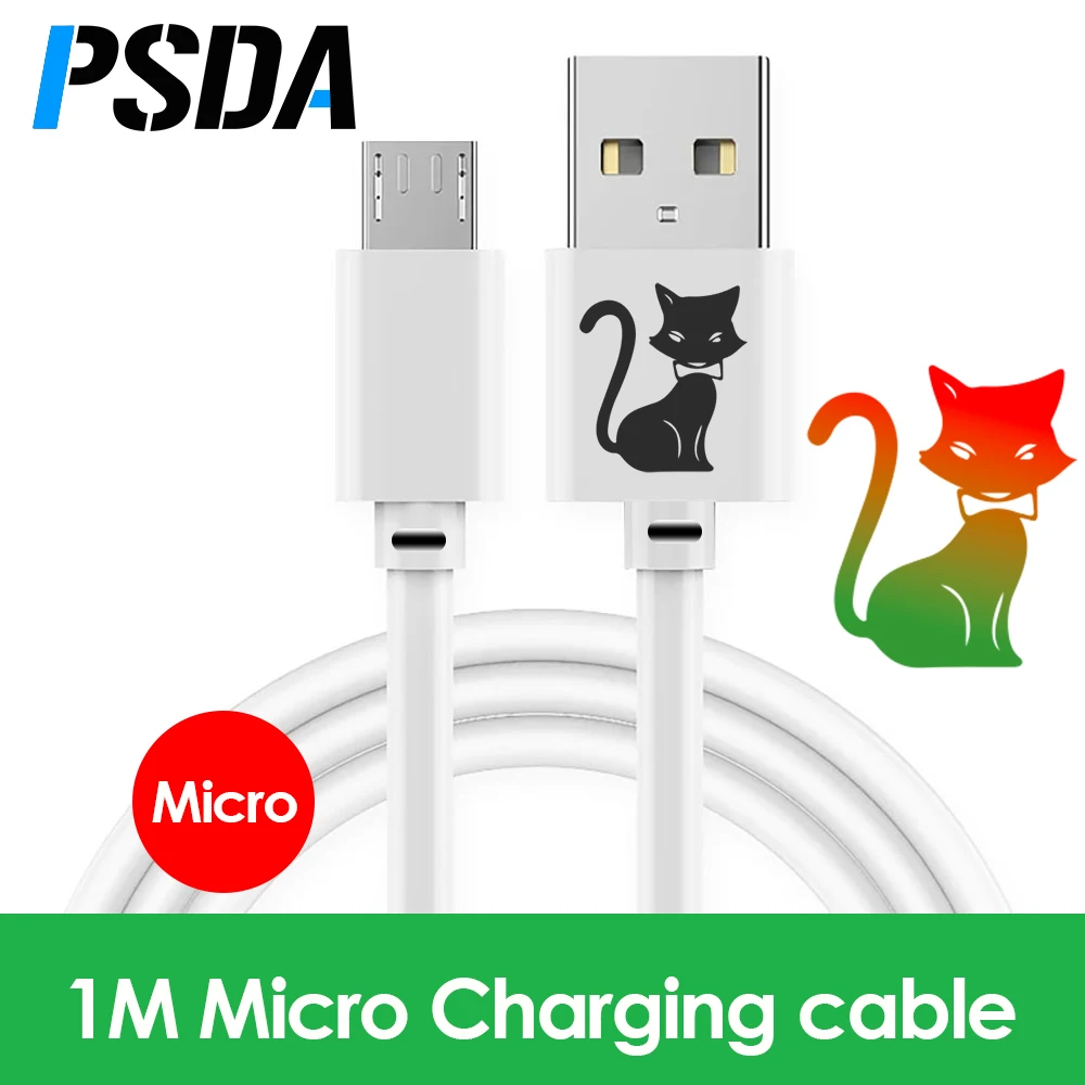 

PSDA 3D 1M Micro USB Charger Cables 3A Fast Charging Microusb Smart Mobile Phone Cord White Wire 1m For Telephone