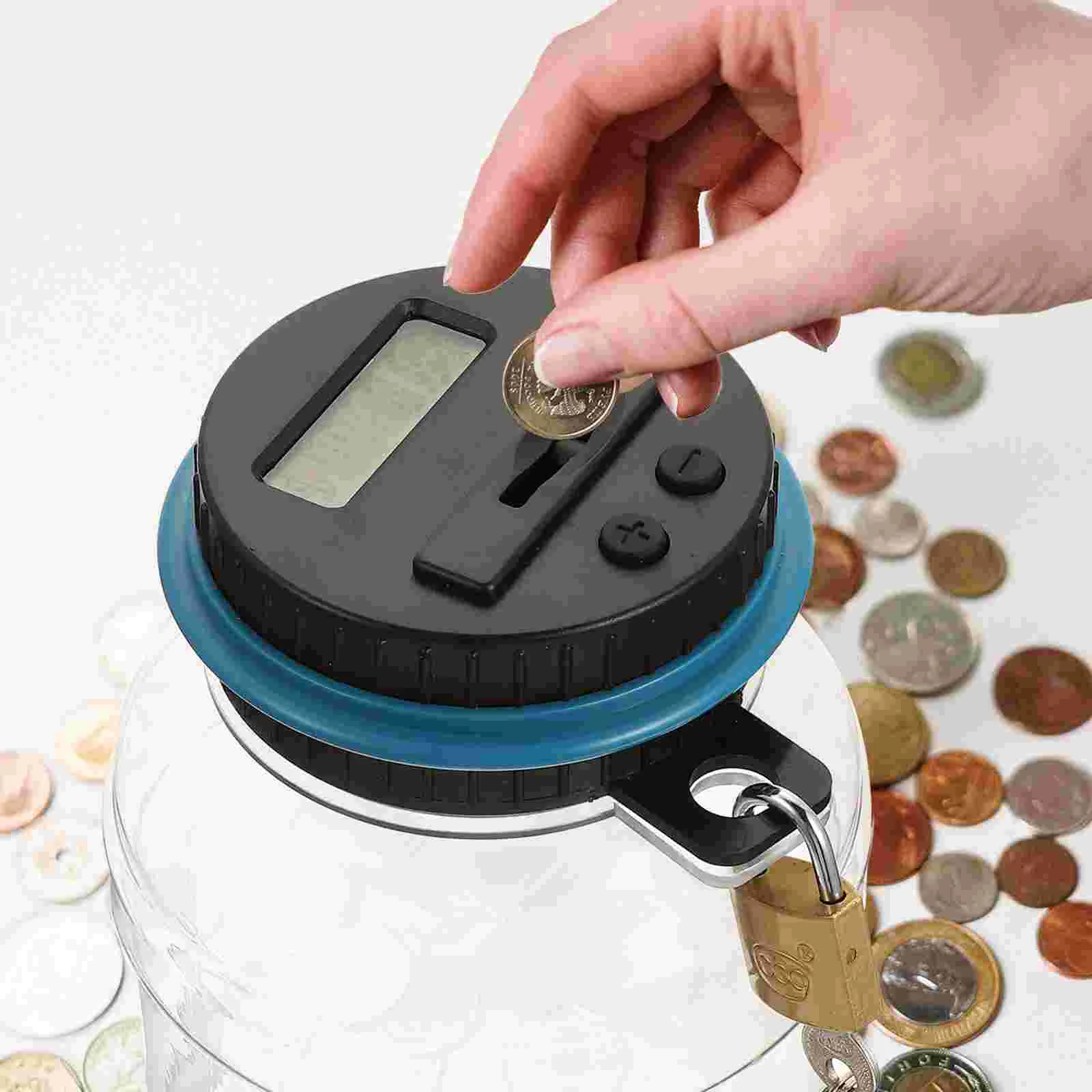 Counting Piggy Bank Digital Account Money Coins Intelligent Saving Pot with Lock Bucket Shaped