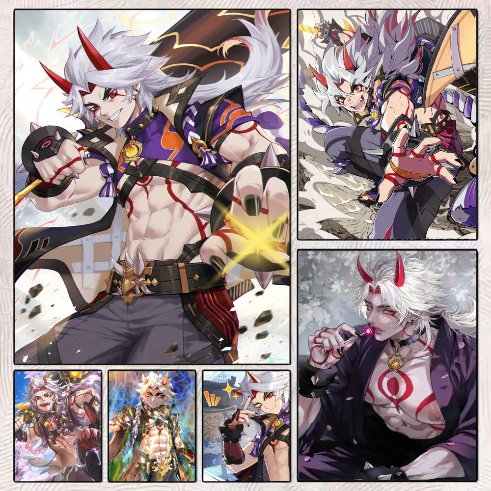 

Poster Sticker Self Adhesive For Office Home Movie Theater Wall Art Decor Fancy Gift Arataki Itto Game Impact