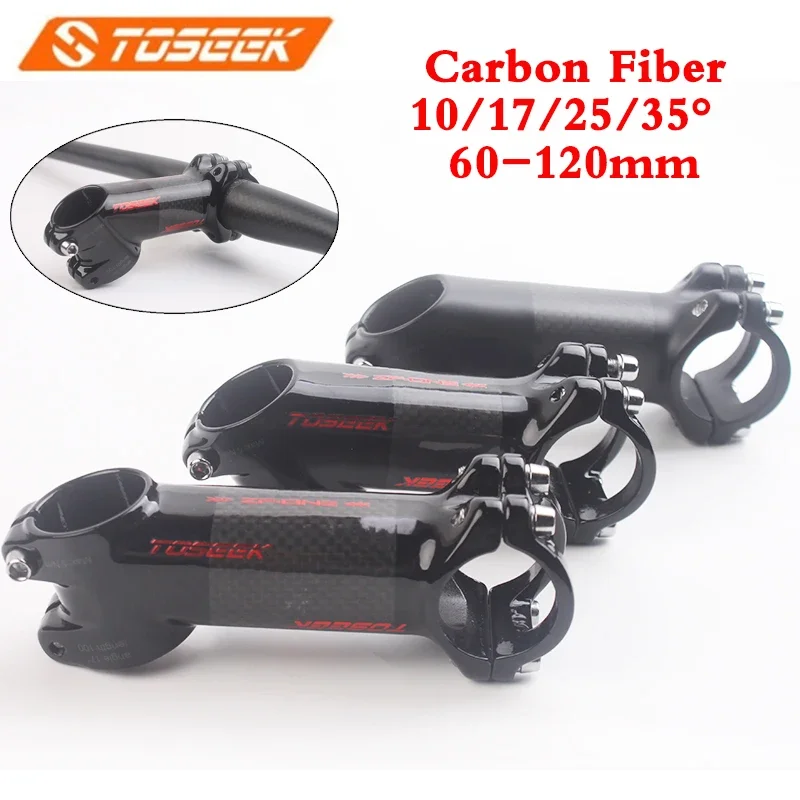 

Toseek 31.8mm Carbon Stem 10/17/25/35 Degree Bike Stem 28.6mm 70/80/90/100mm Bicycle Handlebar Stems for Road Folding Bike MTB