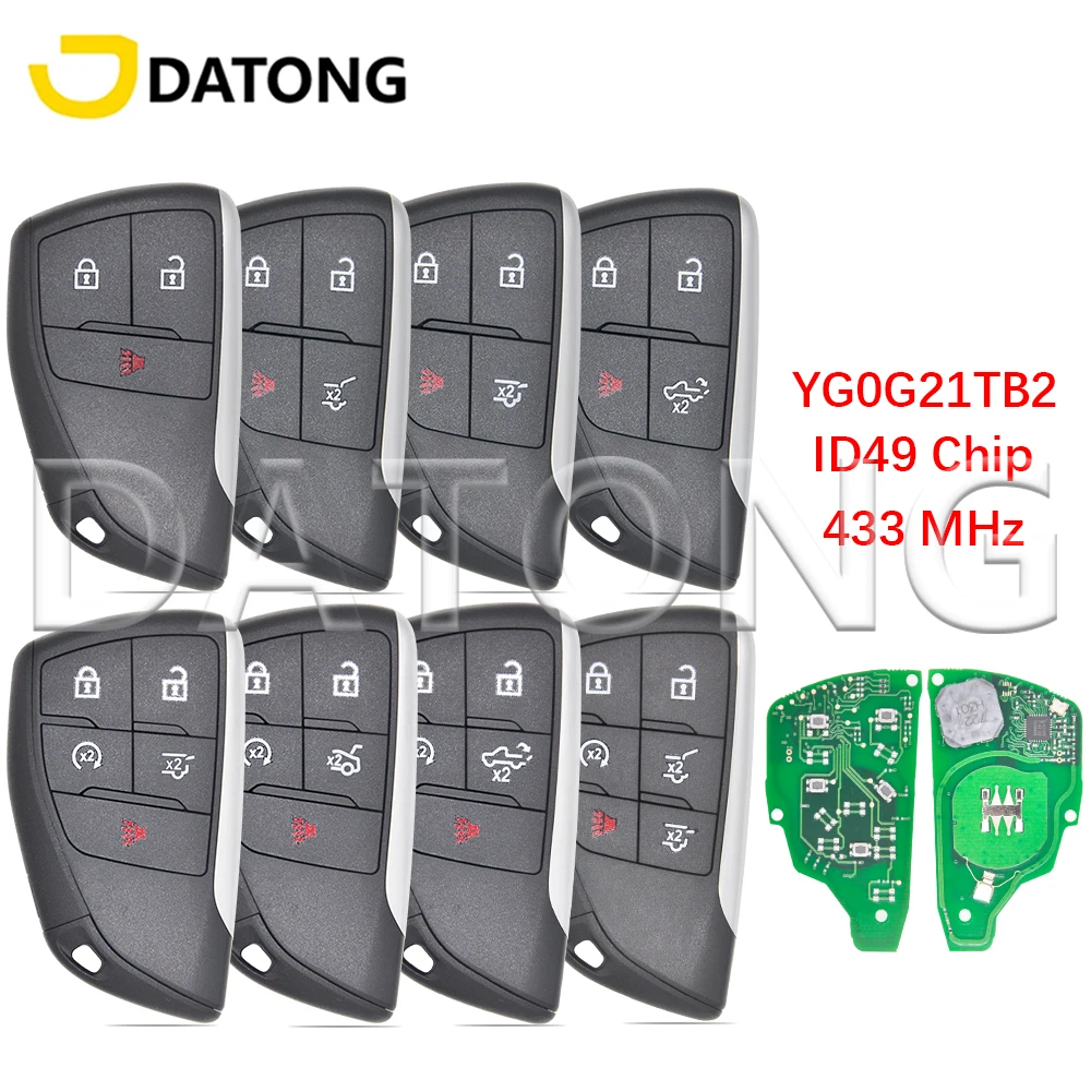 Datong World Car Remote Control Key For Buick Envision GMC Yukon XL Denali Chevrolet Suburban Tahoe YG0G21TB2 ID49 433MHz Card