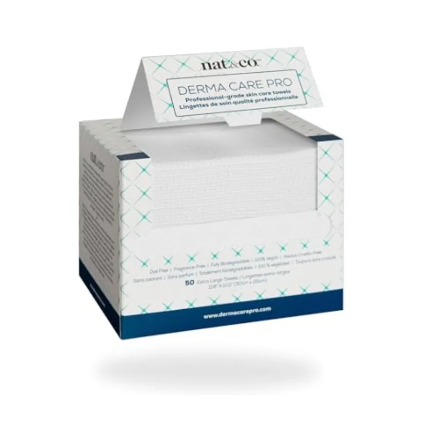 Derma Care Pro USDA Biobased Material - Profional Grade Extra Large Face Towels - Bio-Based Towel, Makeup Remover Dry Wipes, Fa