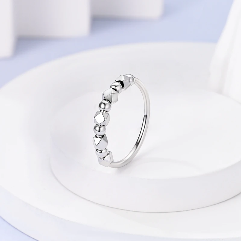 خاتم فضة استرليني 925 لؤلؤ و Pavé خاتم مزدوج الفرقة للنساء خواتم الزفاف غرامة ريترو ستايل مجوهرات اكسسوارات هدية حفلة