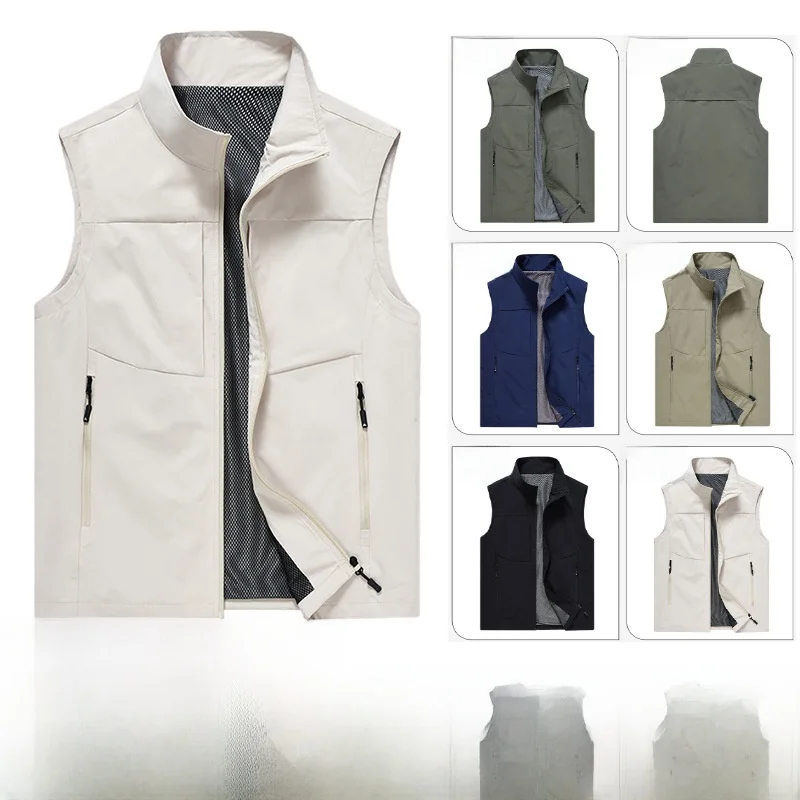 

Quick Dry Sports Vest Printed Logo Outdoor Multi Pocket Photography Workwear Volunteer Advertising Event Vest Fishing