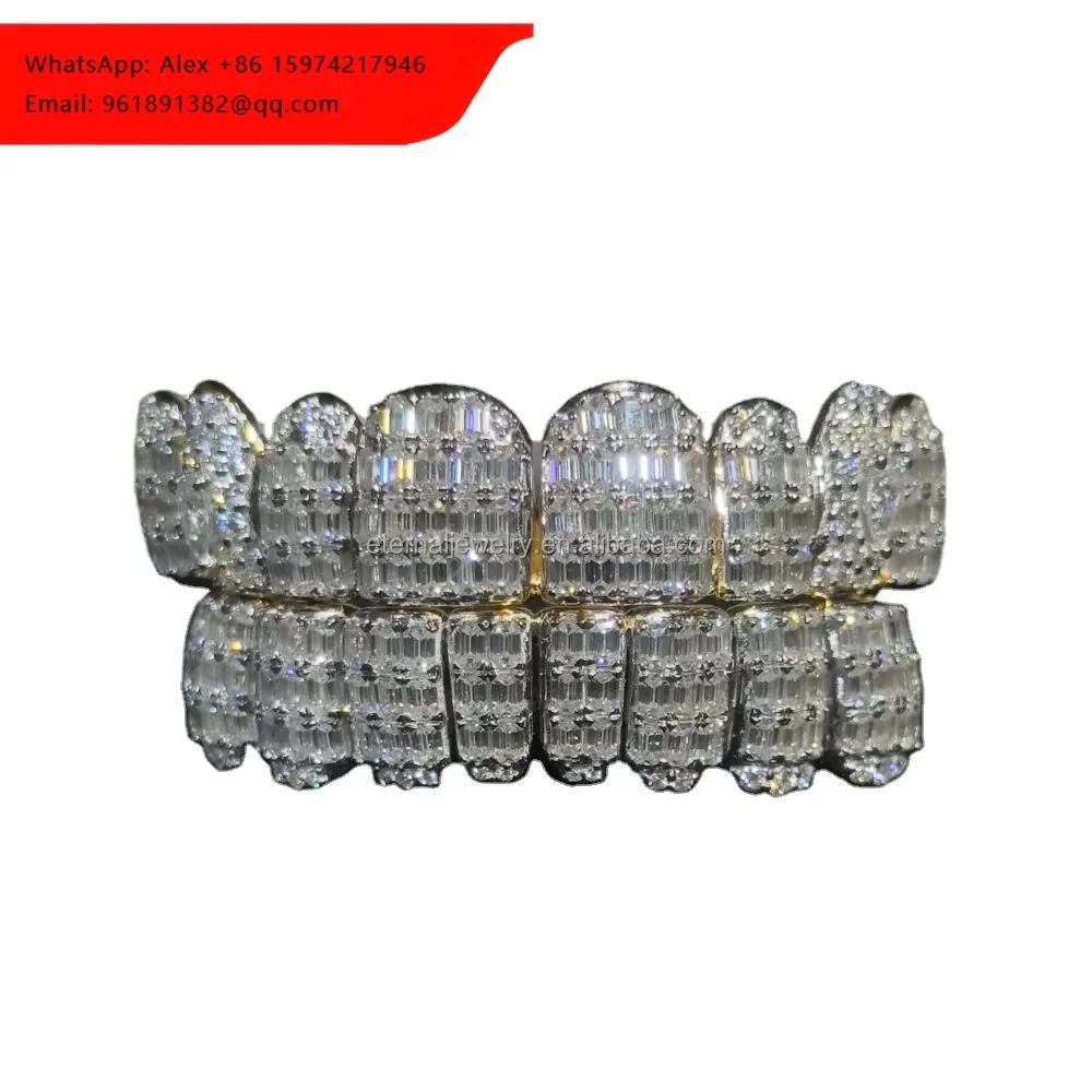 

Custom Vvs Baguette Moissanite Gr Grillz For Teeth Men Fashion Jewelry Custom Hip Hop Grillz For Teeth Women