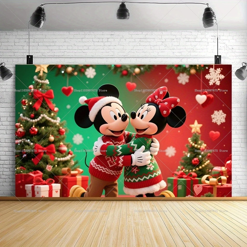 عيد الميلاد ميكي ميني خلفية عيد الميلاد الأطفال حفلة عيد ميلاد ديكور التصوير خلفية استحمام الطفل راية كابينة تصوير الدعائم