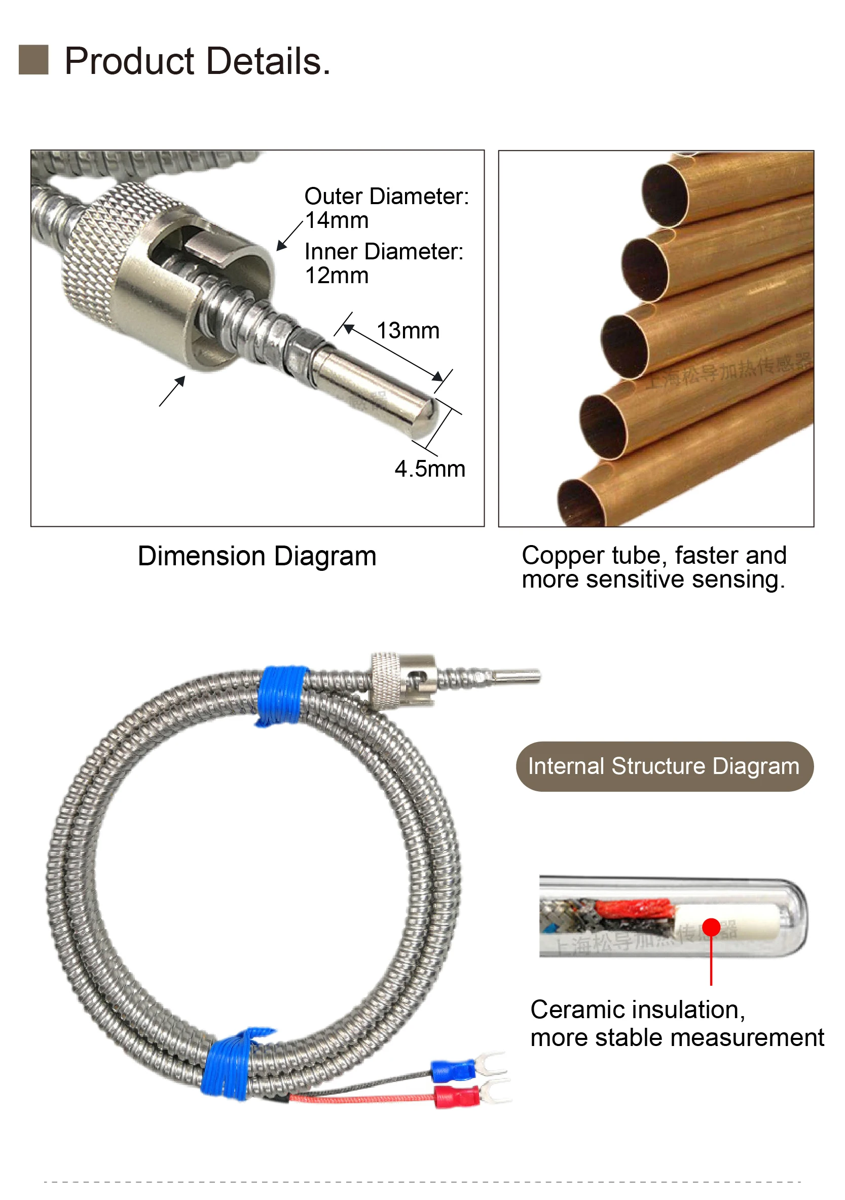 K Type J Type Thermocouple Adjustable Probe for Industrial Heater Injection Molding Machine Use Temperature Sensor PT100 1m 2m