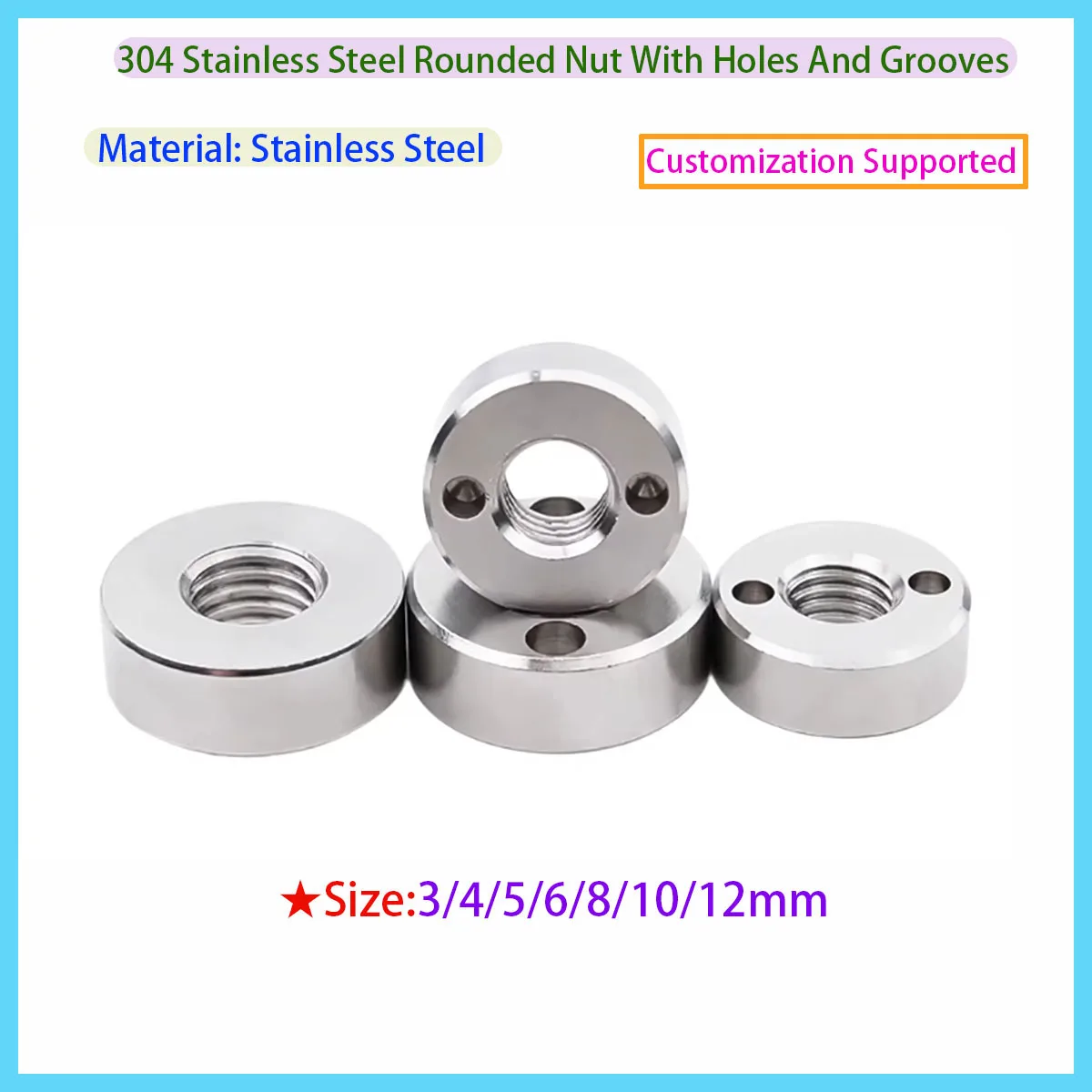 

304 Stainless Steel Type A Slotted Round Nuts Slotted Lock Nuts Without Side Set Screw Hole M3-M10