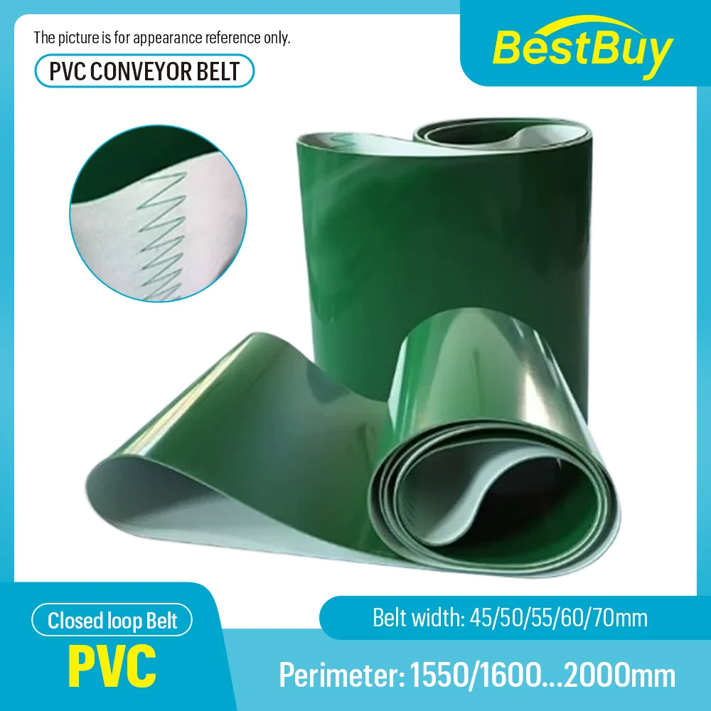 PVC Industrial Transmission Conveyor Belt Customizable 45mm-70mm Width 1550mm-2000mm Perimeter for Efficient Material Handling