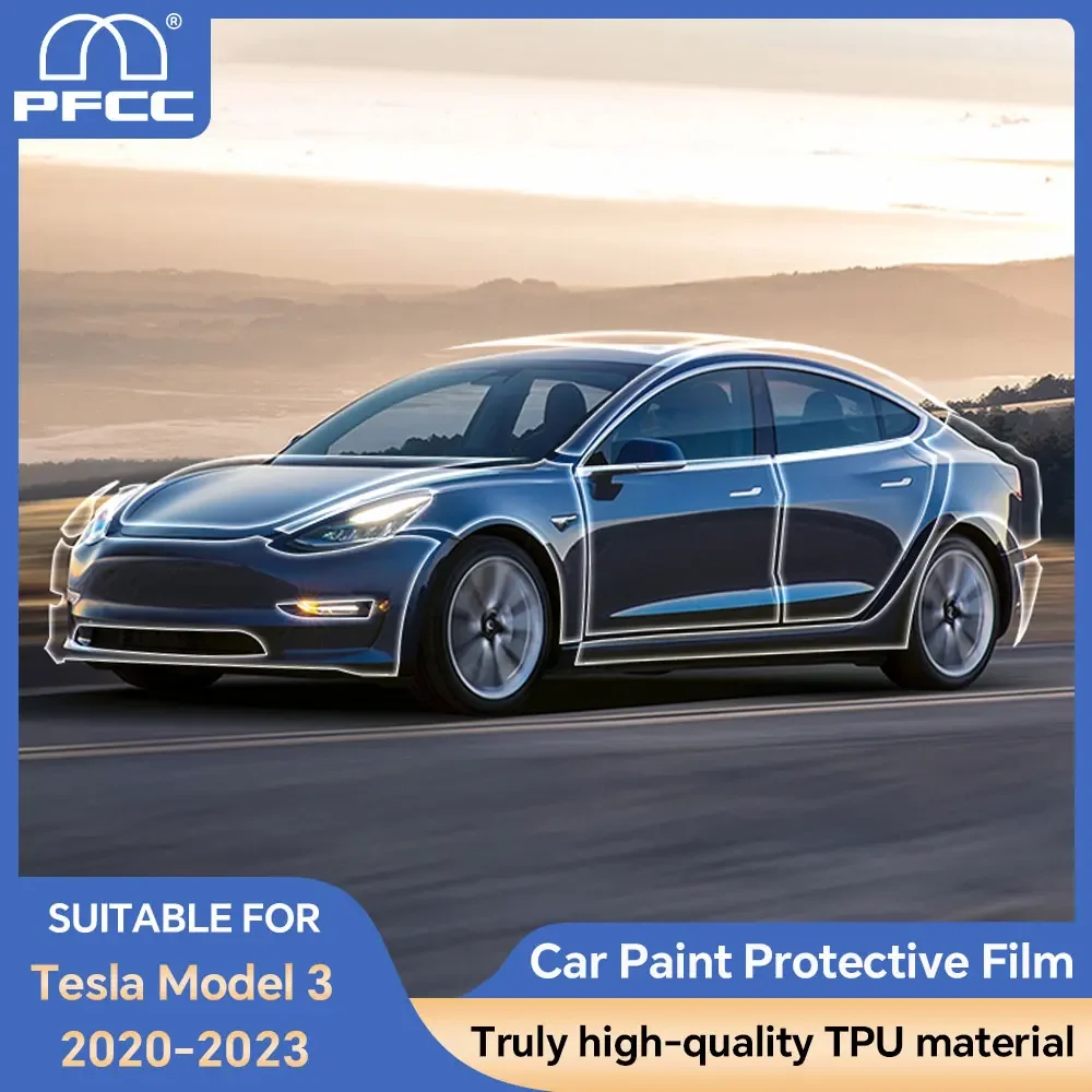 

Paint Protection Film for Tesla Model 3 2020-2023 8.5thick Pre Cut Car Clear TPU PPF Kit Transparent Sticker Auto Accessories