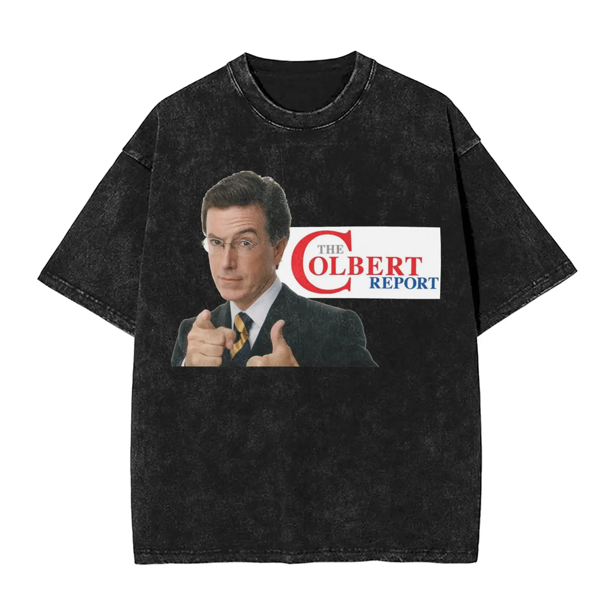 Washed T Shirt Funny Stephen Colbert Hip Hop Vintage T-Shirt Oversize  Streetwear Short Sleeve Printed Tops Tee Shirt Men Women