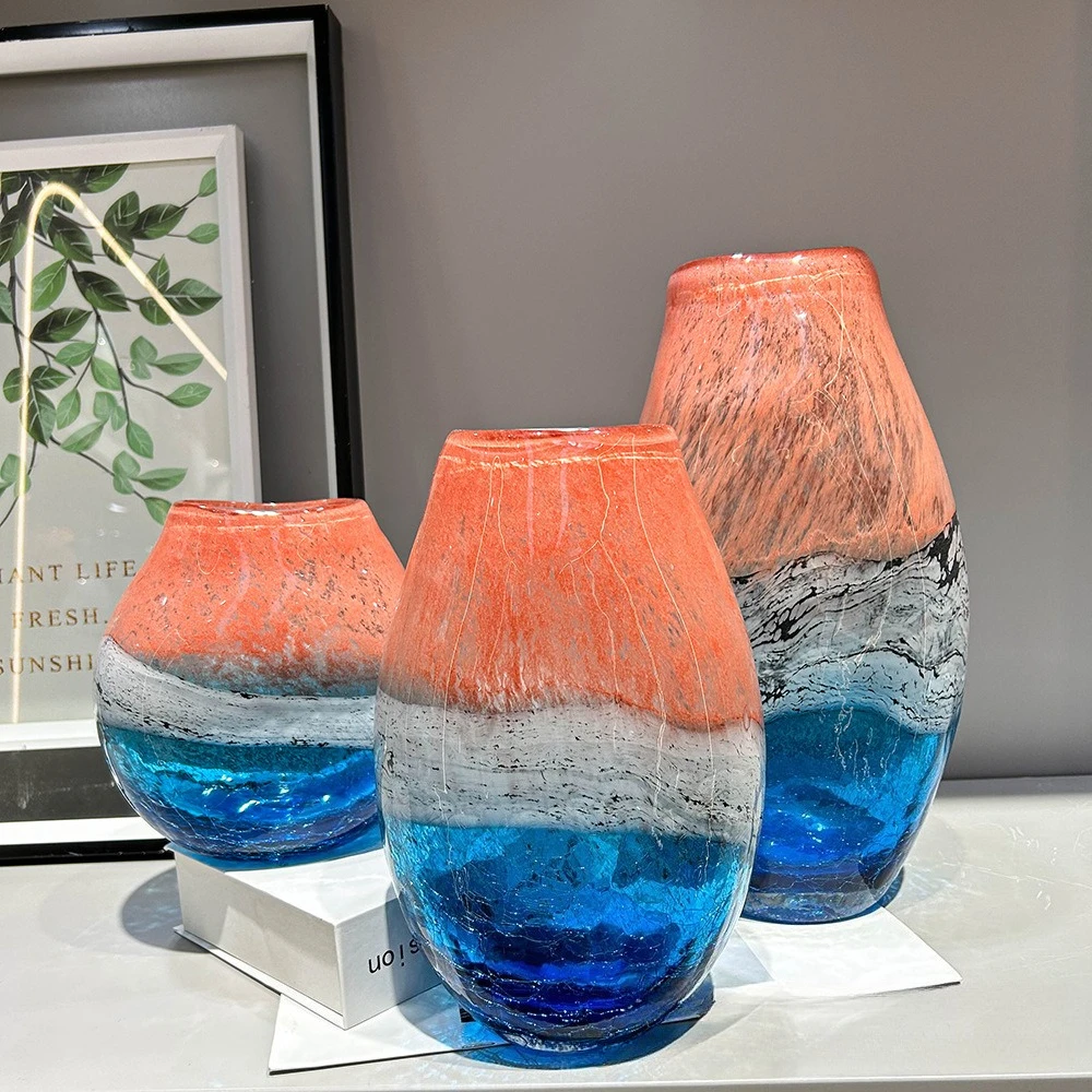 

Light luxury and high-end colorful glass vases, dining table flower arrangements, creative office ornamentsdecorations