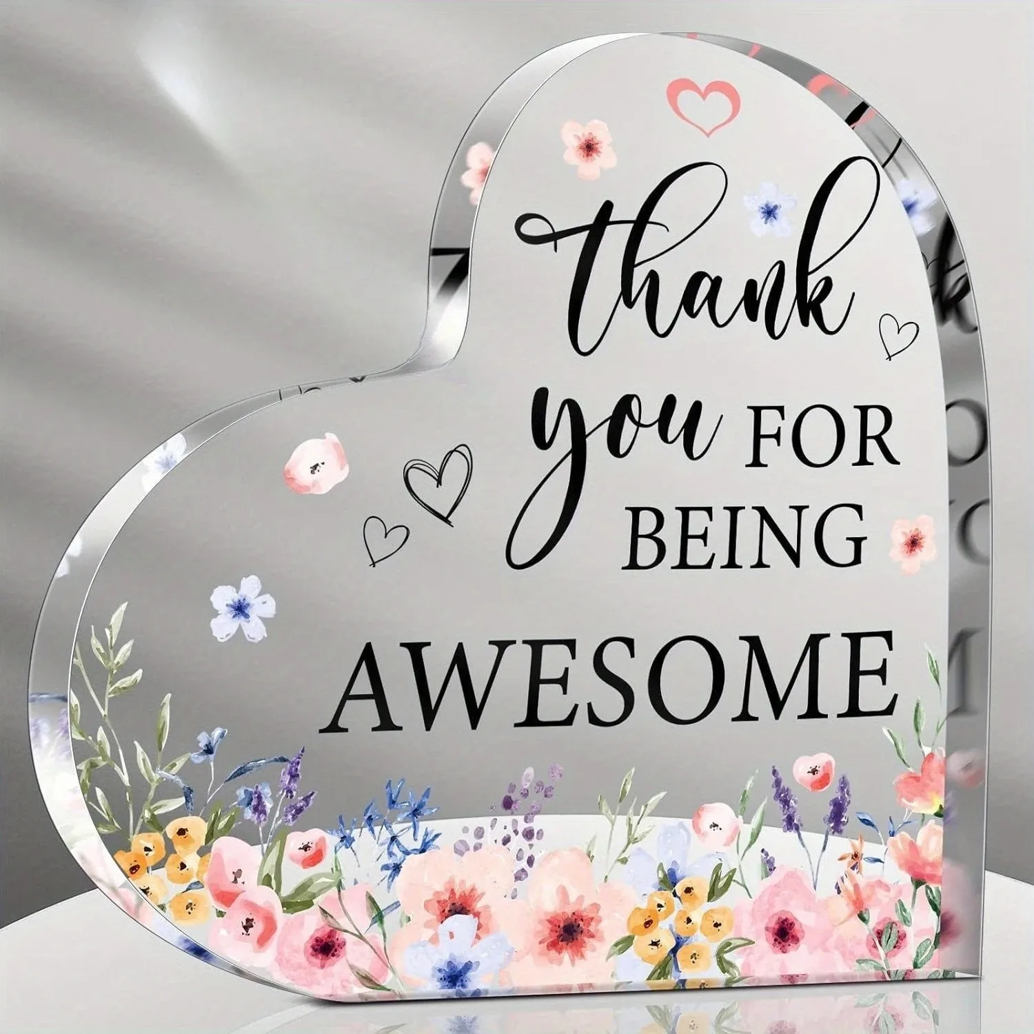 CIFBUY Acrylic Plaque Floral Heart Motivational Decor Gift for Nurses Teachers Home Office Wall Hanging Appreciation Award Sign