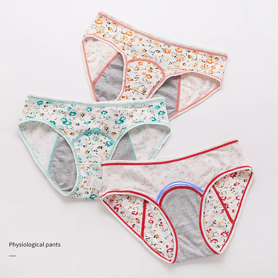 Shredded Flower Print Period Girls Underwear Leak-Proof Active Teens Daily Menstrual Protection Panties