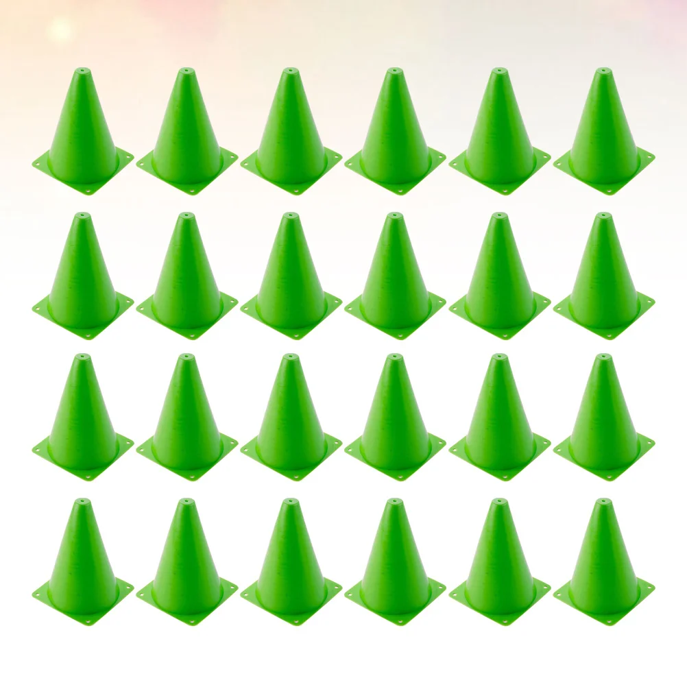

24pcs Football Training Cones Green Durable Plastic Soccer Practice Markers Sports Drills Roadblock Athletic Training Aid