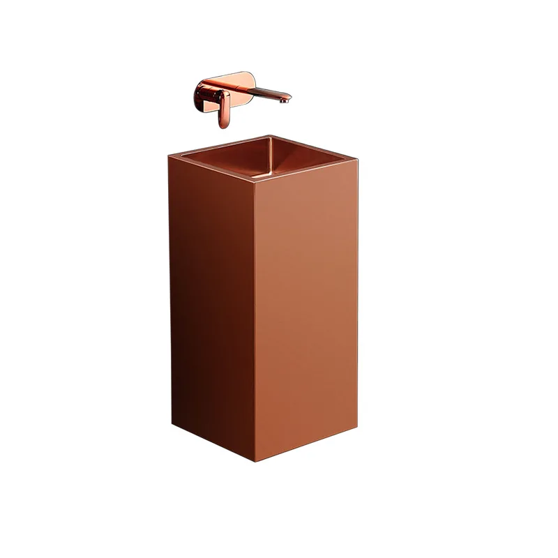 

Square integrated floor-to-ceiling wash basin Stainless steel column basin Hotel homestay wash basin