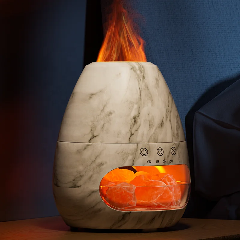 

200ml Aroma Diffuser with Night Light Flame, Fragrant Crystal Salt, Essential Oil, Bedroom Air Humidifier