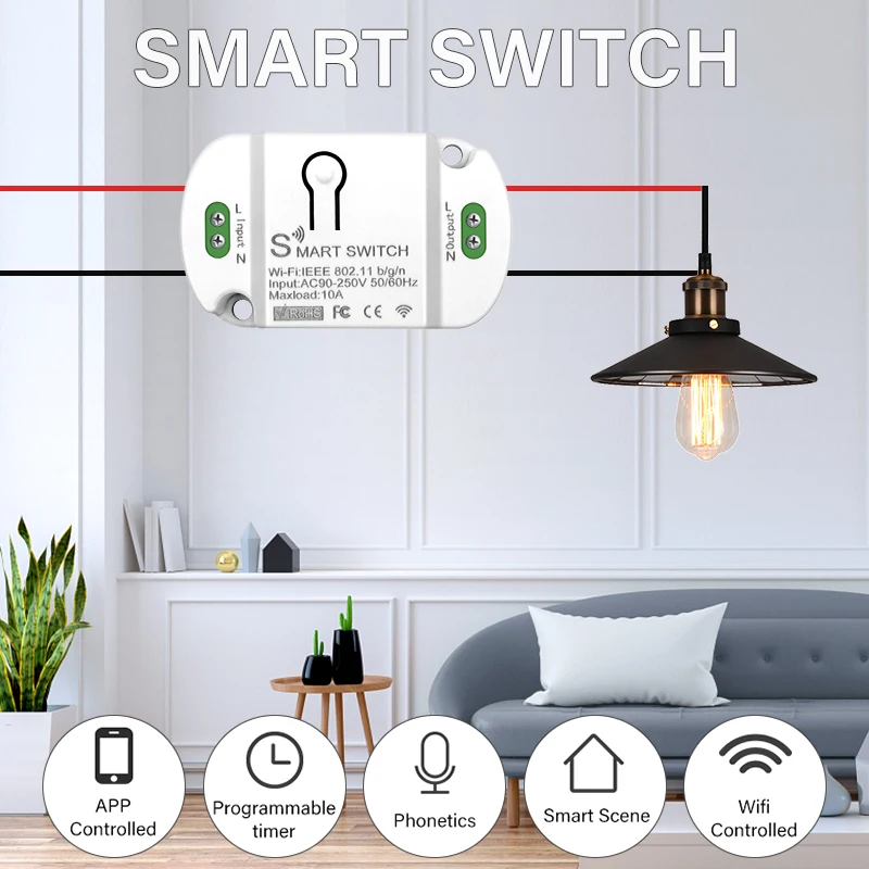 Tuya Smart Home 10A Wifi Switch Home Automation Smart Switch Module Smart Life Control Works With Alexa Google Home IFTTT