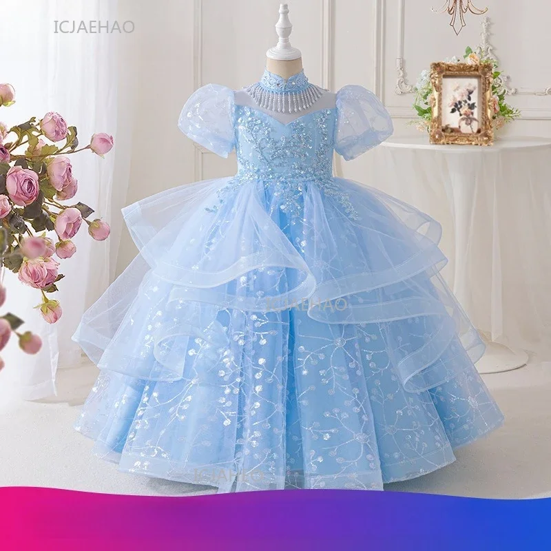 

Wedding Girls Birthday Party Princess Dress Host Performance Gown Children Flower Girl Pageant Formal Evening Dresses for Kids