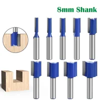 8mm Shank 5/6/8/10/12/14/16/18/20mm Cutting Diameter Carpenter Milling Cutter Straight Woodworking Router Bit Set