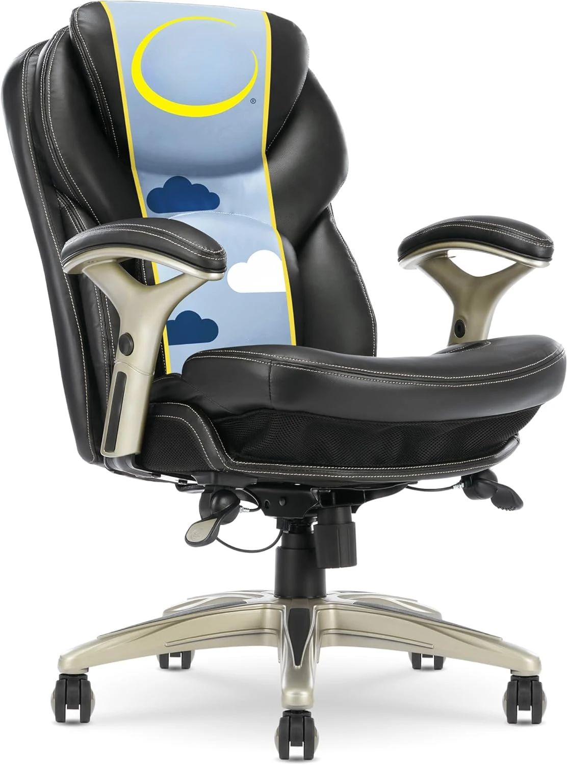 Executive Office Chair with Back in Motion Technology, Adjustable Mid Back Desk Chair with Lumbar Support, Bonded Leather