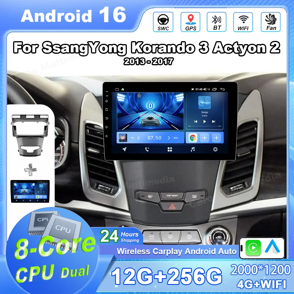 

For SsangYong Korando 3 Actyon 2 2013 - 2017 Car Radio Multimedia Video Player Navigation GPS Android No 2din car accessories BT