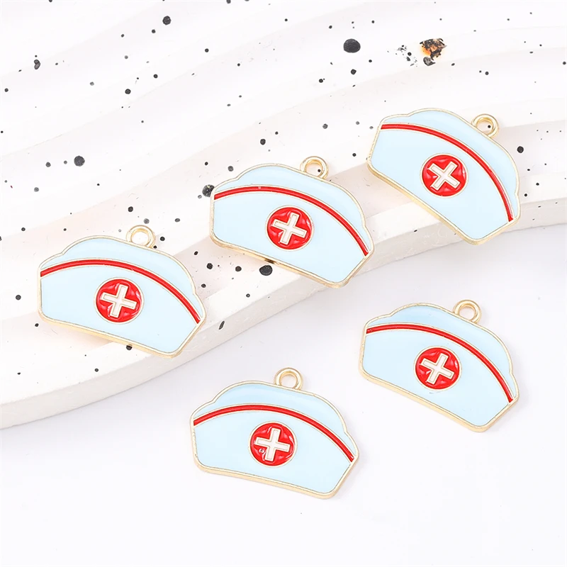 Duarte 20Pcs/Lot Enamel Medical Nurse Uniform Syringe Thermometer Charms Pendants for Jewelry Making DIY Necklaces Earrings Gift
