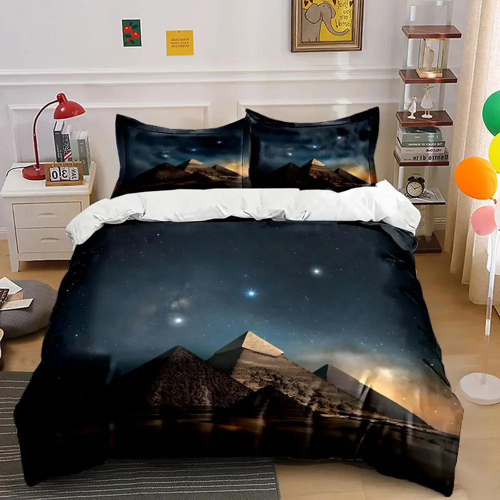 Pyramid Starry Night Decor Set Soft Comfortable Duvet Cover Bedding Set Included 1*Duvet Cover & 2*Pillowcases, gift