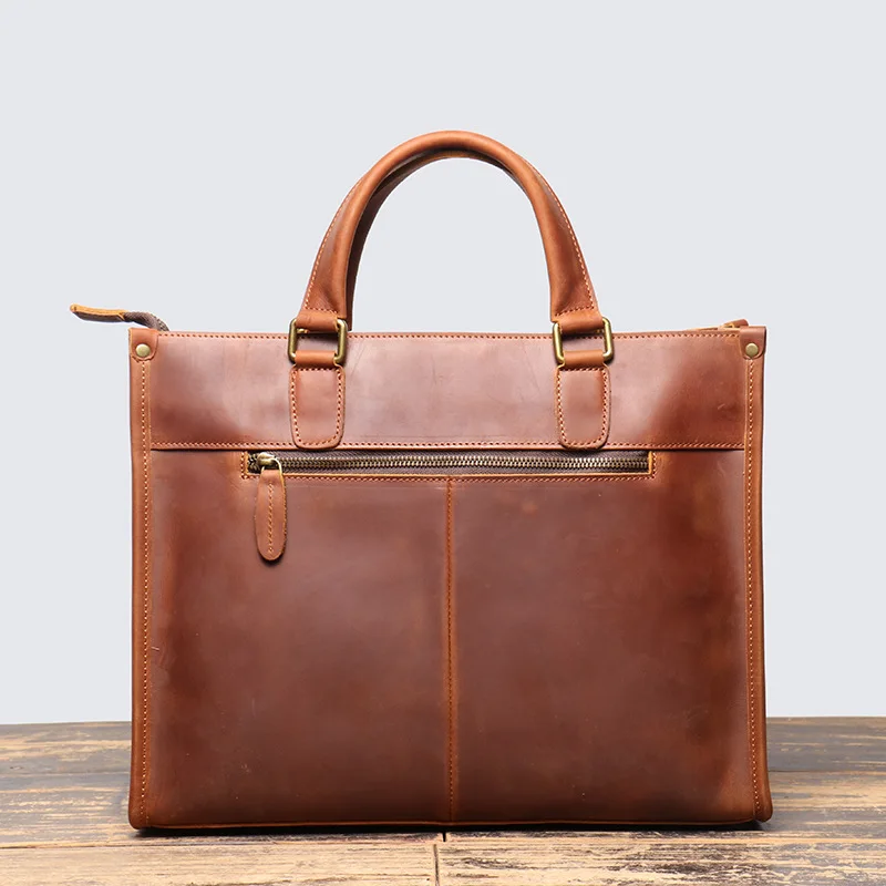 Bolso de mano Vintage de cuero Real para hombre y mujer, maletín ligero de piel de vaca, bolso cruzado para trabajo y viaje