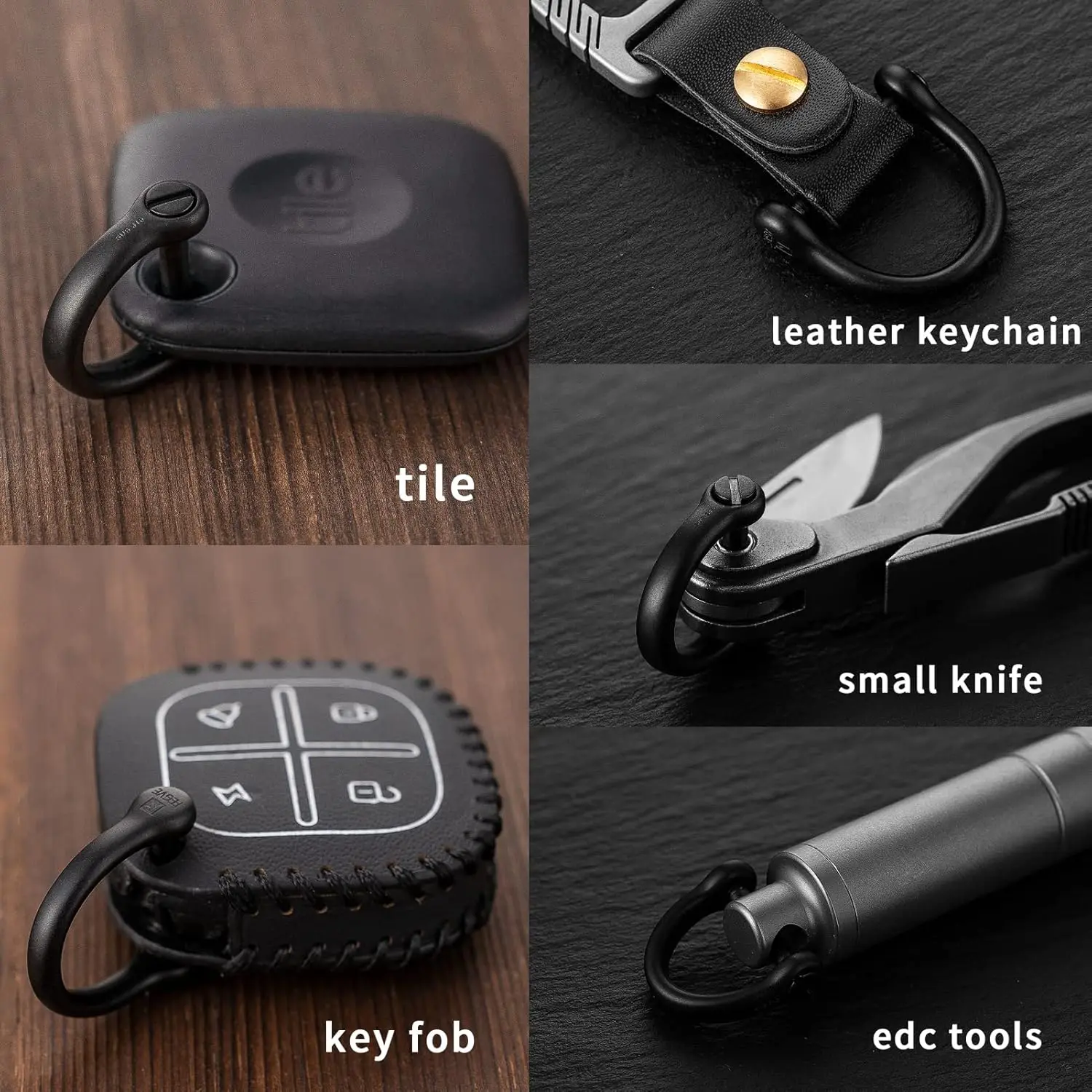 FEGVE D Ring Keychain, Durable D Shape Key Ring for Car keys, Horseshoe Clasp with Screw Shackle -（Load Bearing: 50lb）4 pcs D Ri