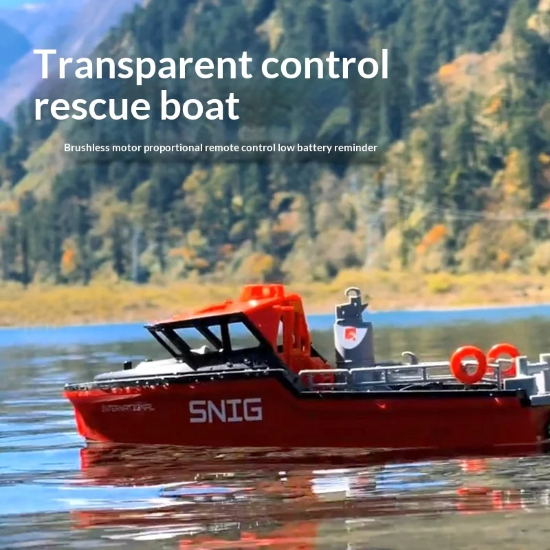 Snig Rc Rescue Boat High Speed Brushless Electric Simulation Tugboat Model 50m Remote Control Low Battery Alert Water Play Toy