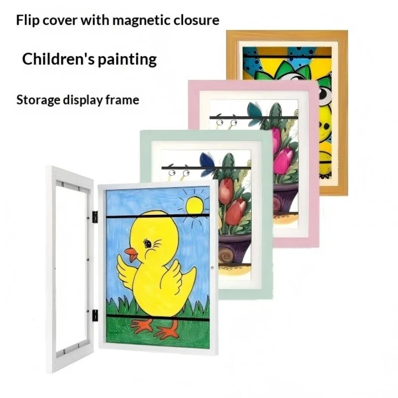 Ids Art Frames, Front Opening Kids Artwork Frames Changeable, White Artwork Display Storage Frame For Wall, Holds 50 Pcs, For 3