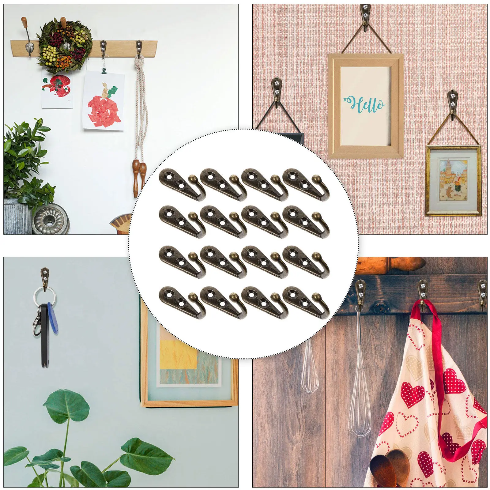 24Pcs Vintage Wall Mounted Coat Hooks Rust Resistant Metal Hangers Space Saving for Hall Bedroom Bathroom Coat Hook