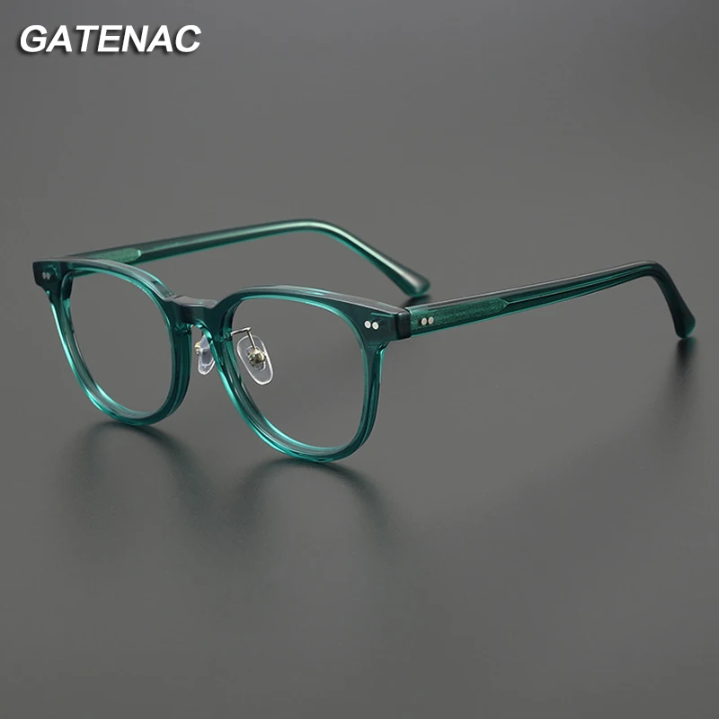 

Gatenac 2023 New Acetate Eyeglasses Frame Men Vintage Prescription Myopia Glasses Frame Women Retro Luxury Brand Optics Eyewear