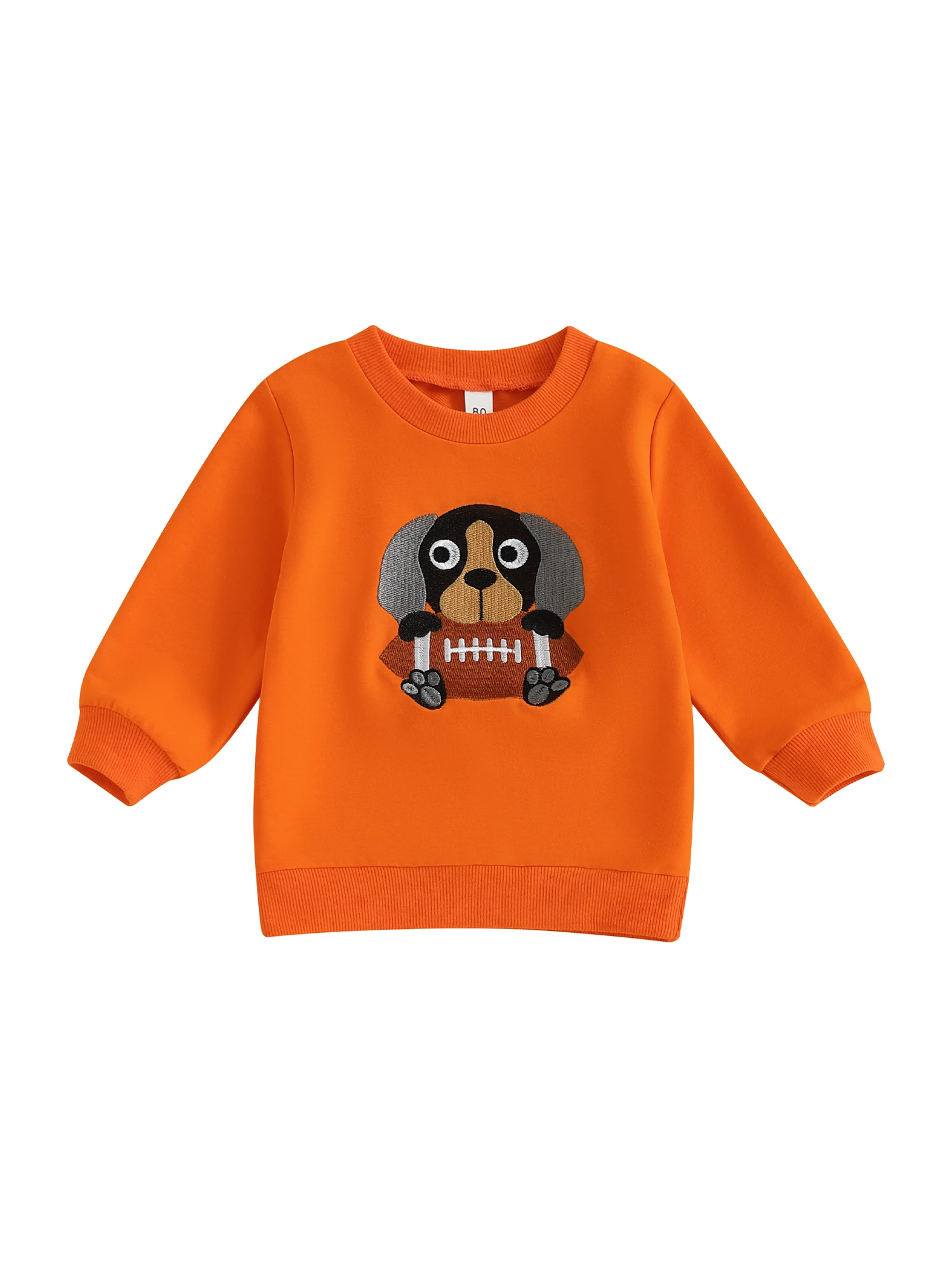 

Infant Toddler Soccer Hoodie Puppy Embroidered V-Neck Pullover Sweater Casual Autumn Winter Outfit for Kids