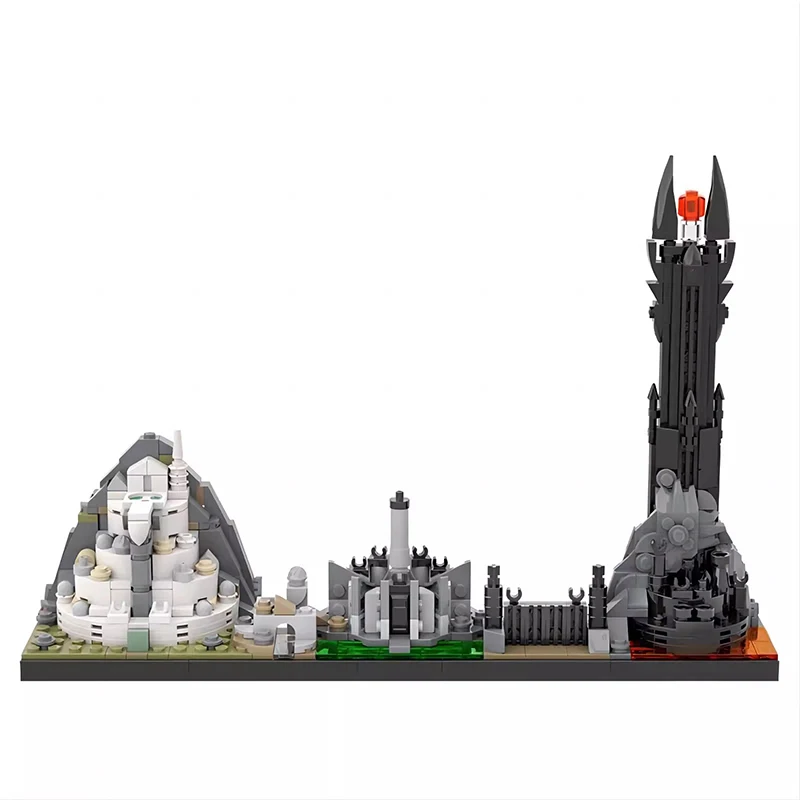 Bricklink Magic Castles Movie King of Ring Dark Tower City Skyline Architecture Sets Street View House Building Blocks Toys Gift