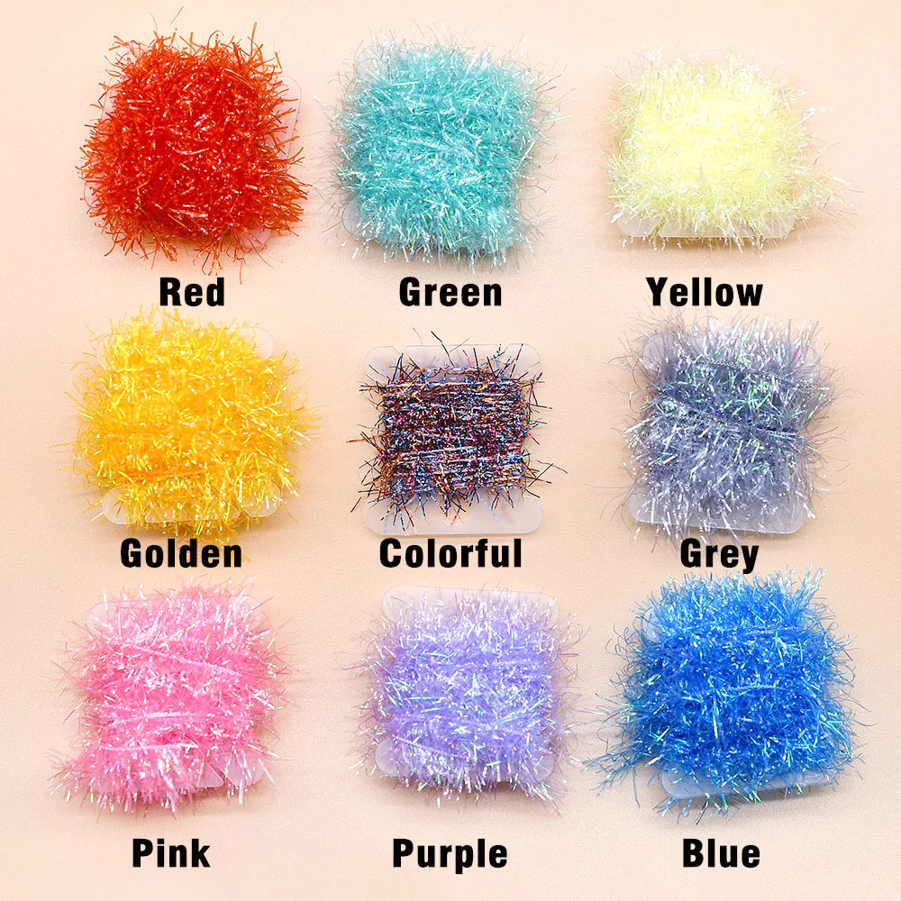 2 Meters / Card For Nymph Sparkle Fly Tying Material Lures Streamer Ice Chenille Fly Tying Thread Fly Fishing Tinsel