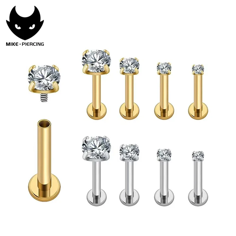 ASTM F136 Titanium 2/2.5/3/4mm CZ Paw Back Earring 16G Cartilage Tragus Helix Nose Labret Stud Piercing Jewelry