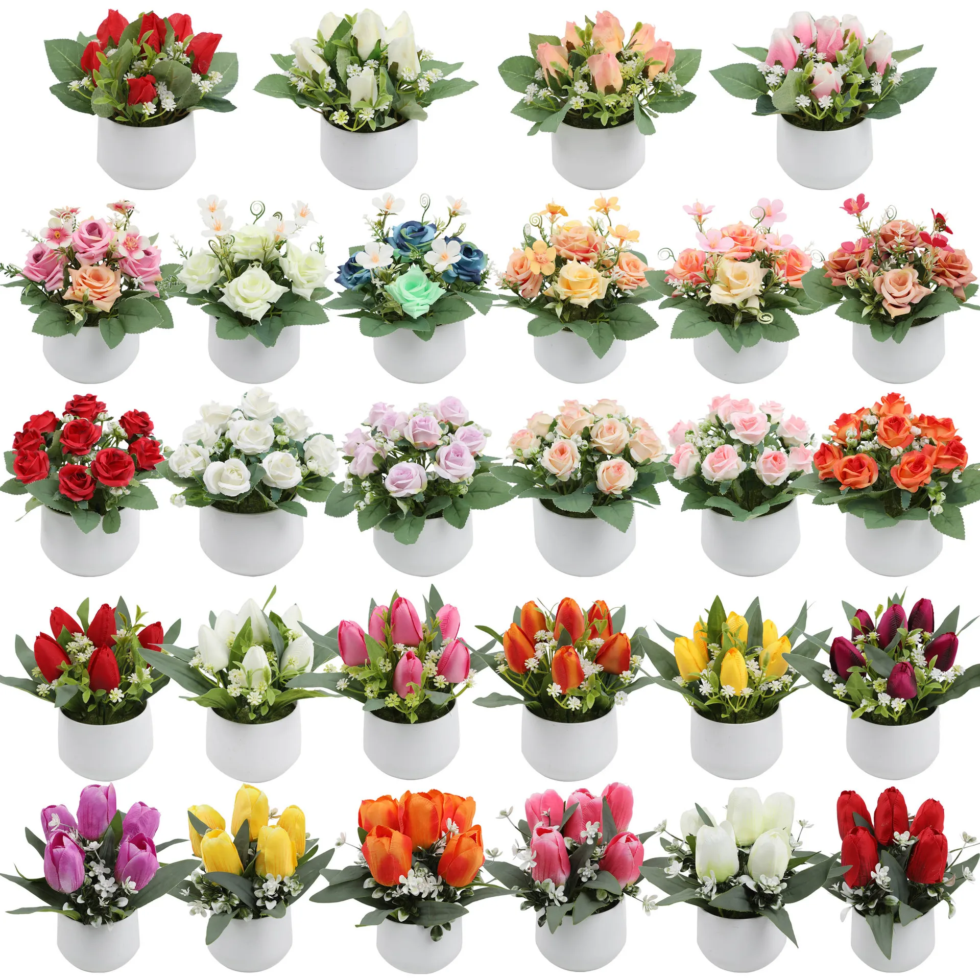 

Artificial Flower Mini Artificial Potted Plant Combination Small Bonsai Indoor Office Desk Ornament Artificial Plant Wholesale