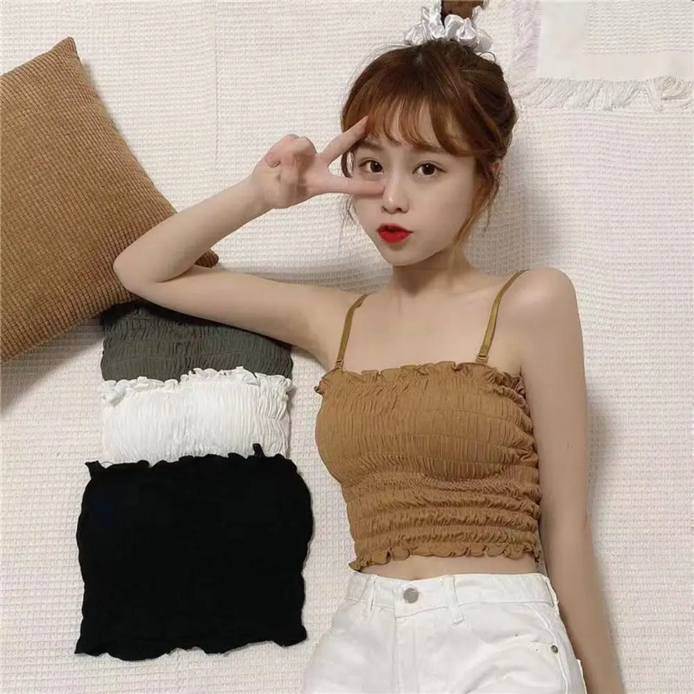 Sling Vest Strapless Tube Top Elastic Outer Wear Tube Top Beautiful Back Underwear with Breast Pads Sexy Sling Women Girls