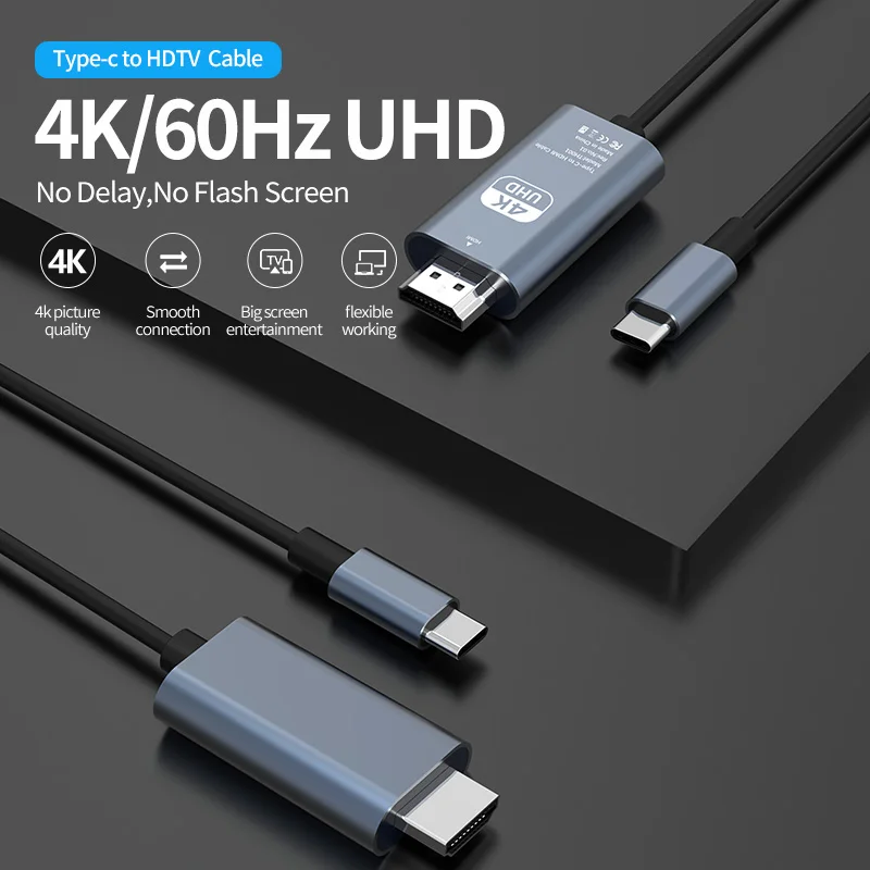 

4K 60Hz NO Delay HD Video Conversion Cable Type c To HDMI-Compatible Screen TV Computer 2 Meters Screen Projection Alloy Cable