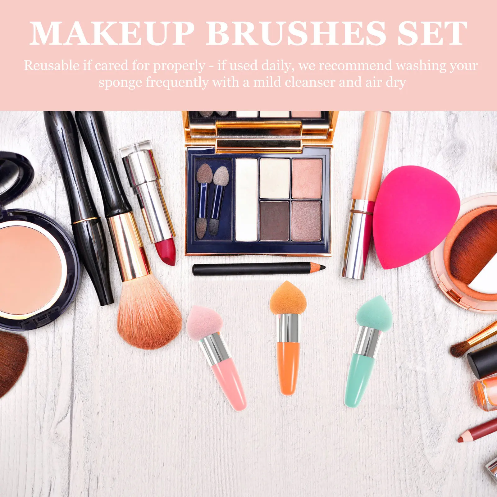 3Pcs Water Droplet Makeup Sponge Set Red Blue Skin Powder Foundation Brushes Essential Tools for Face Eye Application