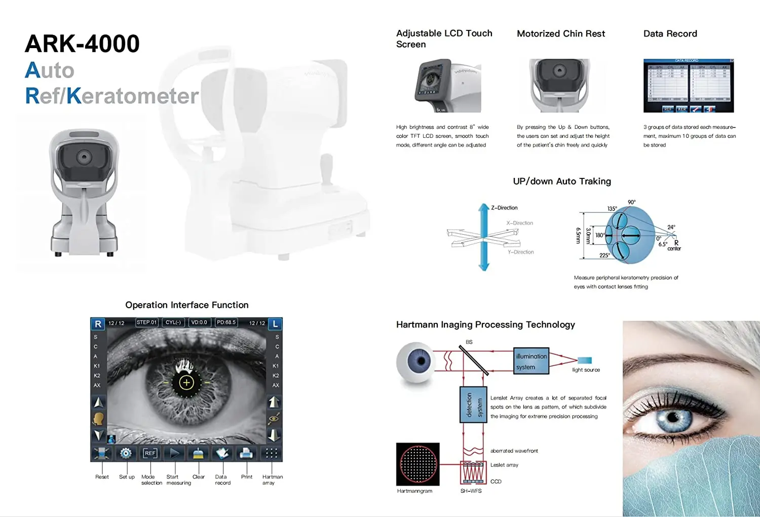 Optometry Instrument Optics Eye High Quality Auto Keratometer Refractometer ophthalmology ARK-4000 Low Price