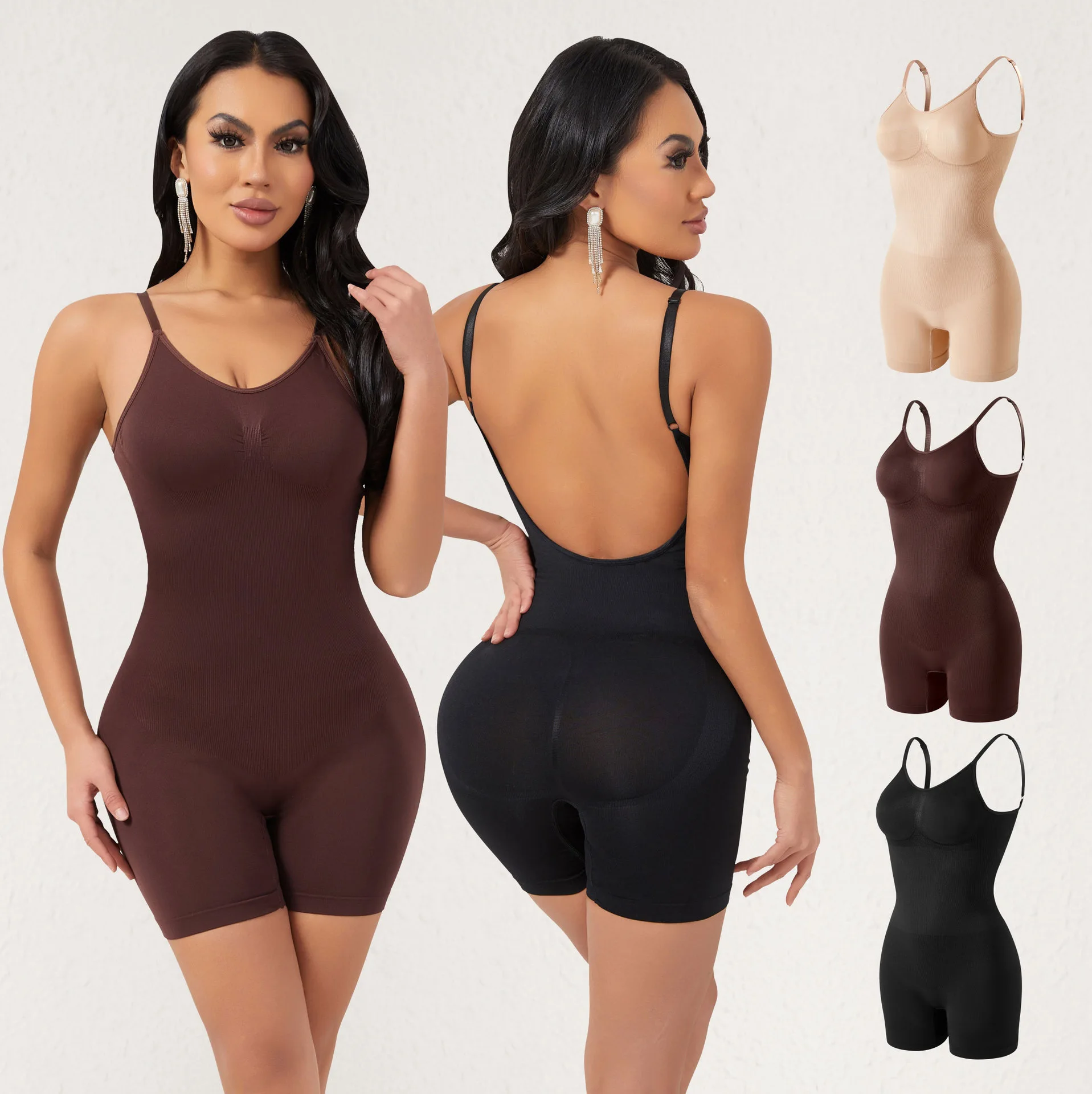 

Bodysuits Full Coverage Shapewear Thigh Slim Body Suit Low Back Body Shaper Backless Jumpsuit Seamless Shapers Slimmer