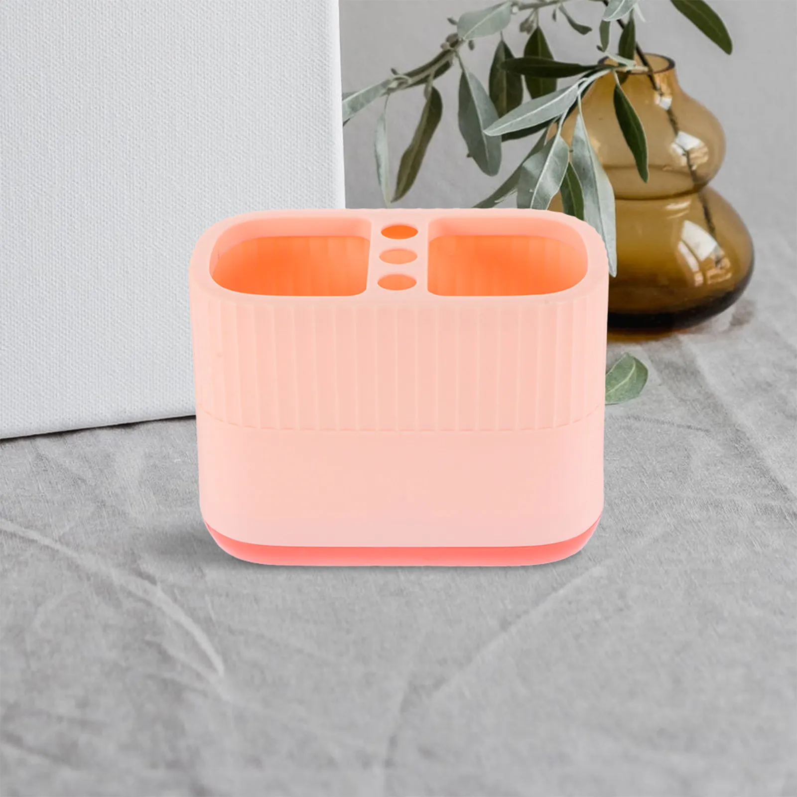 

2Pcs Desktop Pen Holder Makeup Brush Storage Box Multi-Grid Plastic Organizer for Office Home School Jewelry Storage