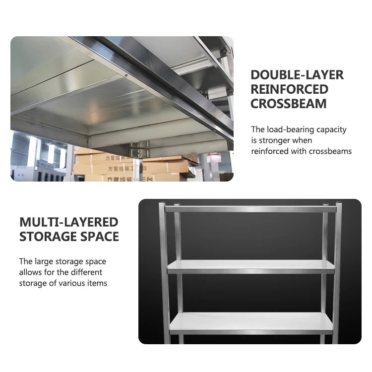 Heavy Duty 304 Stainless Steel Kitchen Storage Rack with 4 Adjustable Shelves Wall Mounted or Countertop Organizer for Small