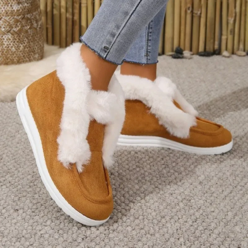 New 2024 Women\'s Ankle Boots Women\'s Winter Warm Plush Snow Boots Suede Leather Shoes Women\'s Comfortable Women\'s Shoes