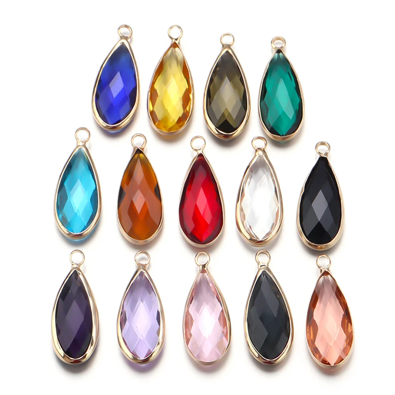 5pcs/lot Teardrop Crystal Glass Pendant Charms for Couples Bracelet Earrings Jewelry Making Supplies DIY Necklace Ornaments