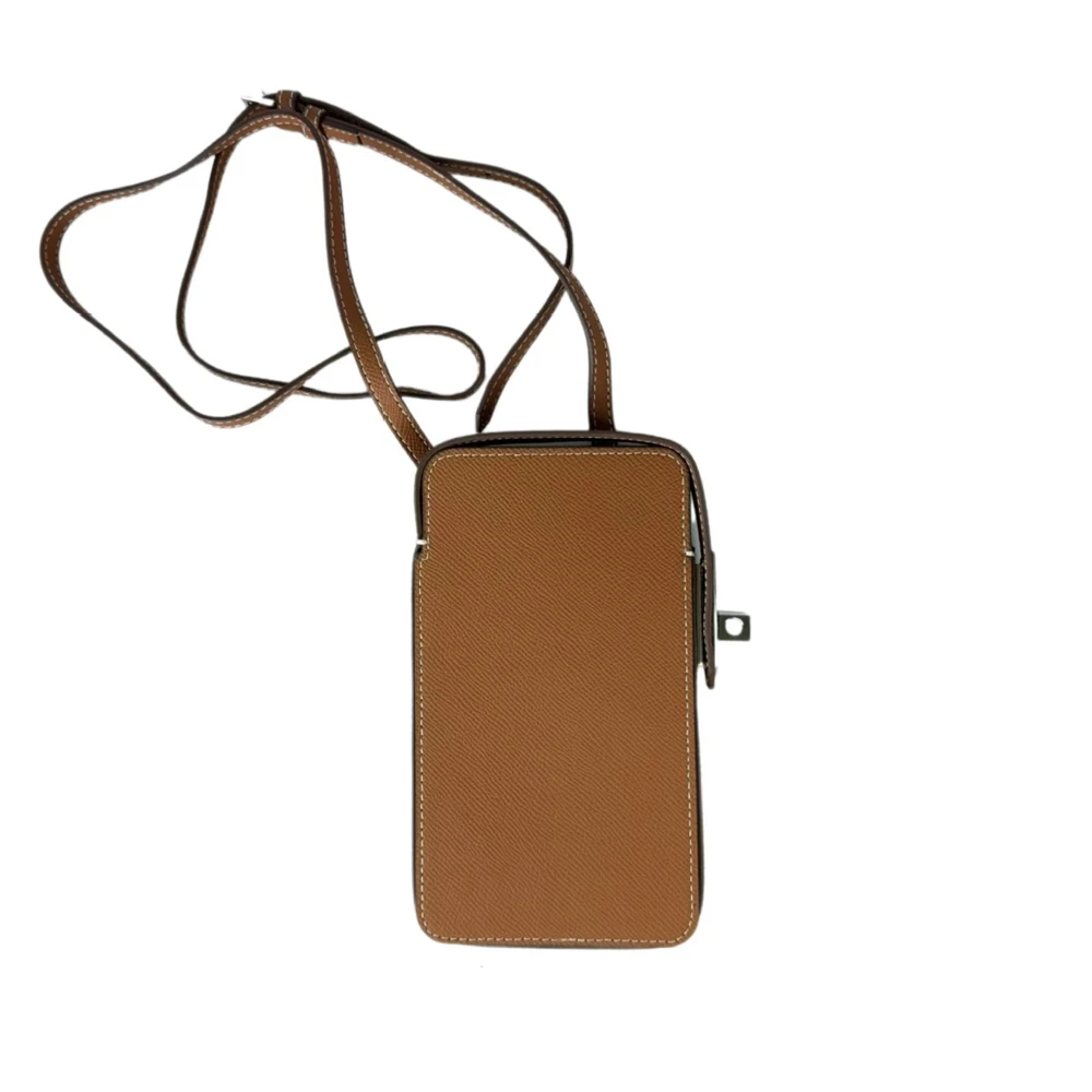 

2024 Genuine Leather Trend Fashion Lock Buckle Cell Phone Bag Solid Color Box Mini Crossbody Cell Phone Pocket Women