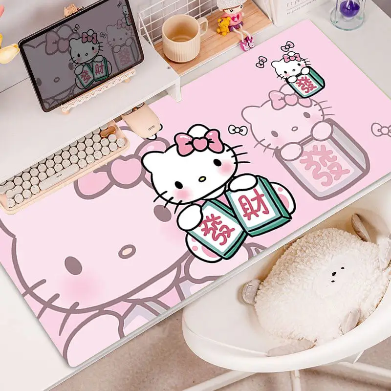New Cartoon Hello Kitty Leather Mouse Pad Pink Computer Keyboard Pad Sanrio Peripheral Gift Oversized Cute Girl Office Desk Pad